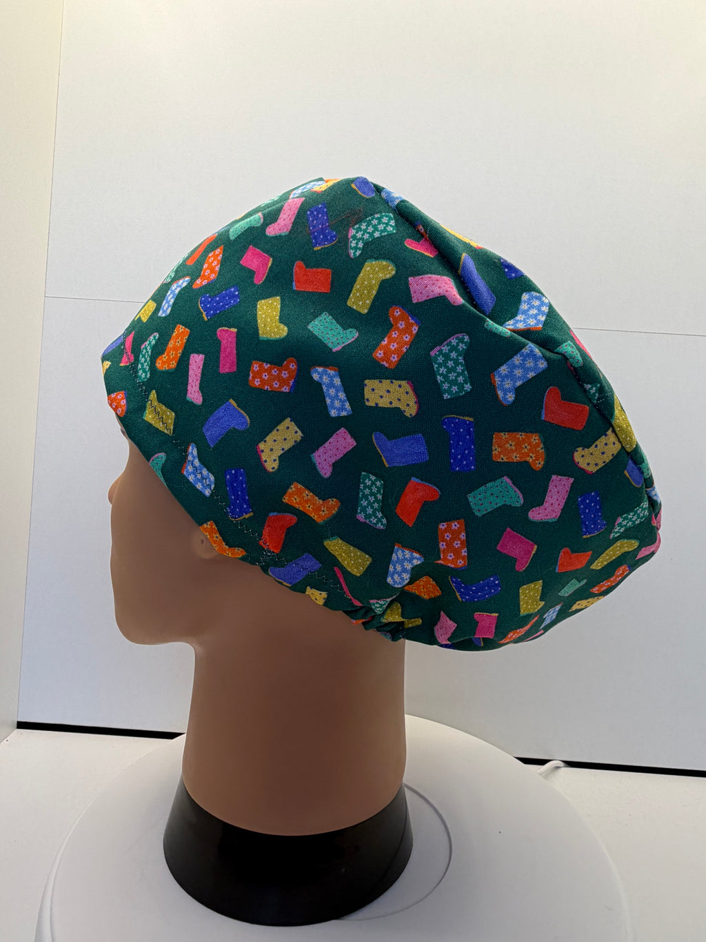 Rainbow Wellies 100% Cotton Scrub Cap/Theatre Hat - UK Handmade