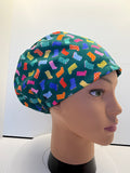 Rainbow Wellies 100% Cotton Scrub Cap/Theatre Hat - UK Handmade