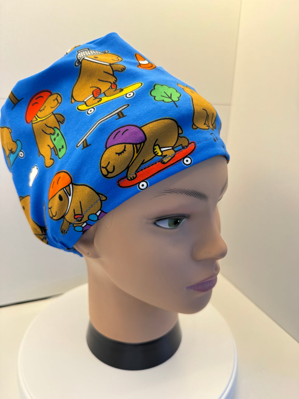 Skatepark Capybara Blue Premium Cotton Jersey super soft theatre scrub hat/cap
