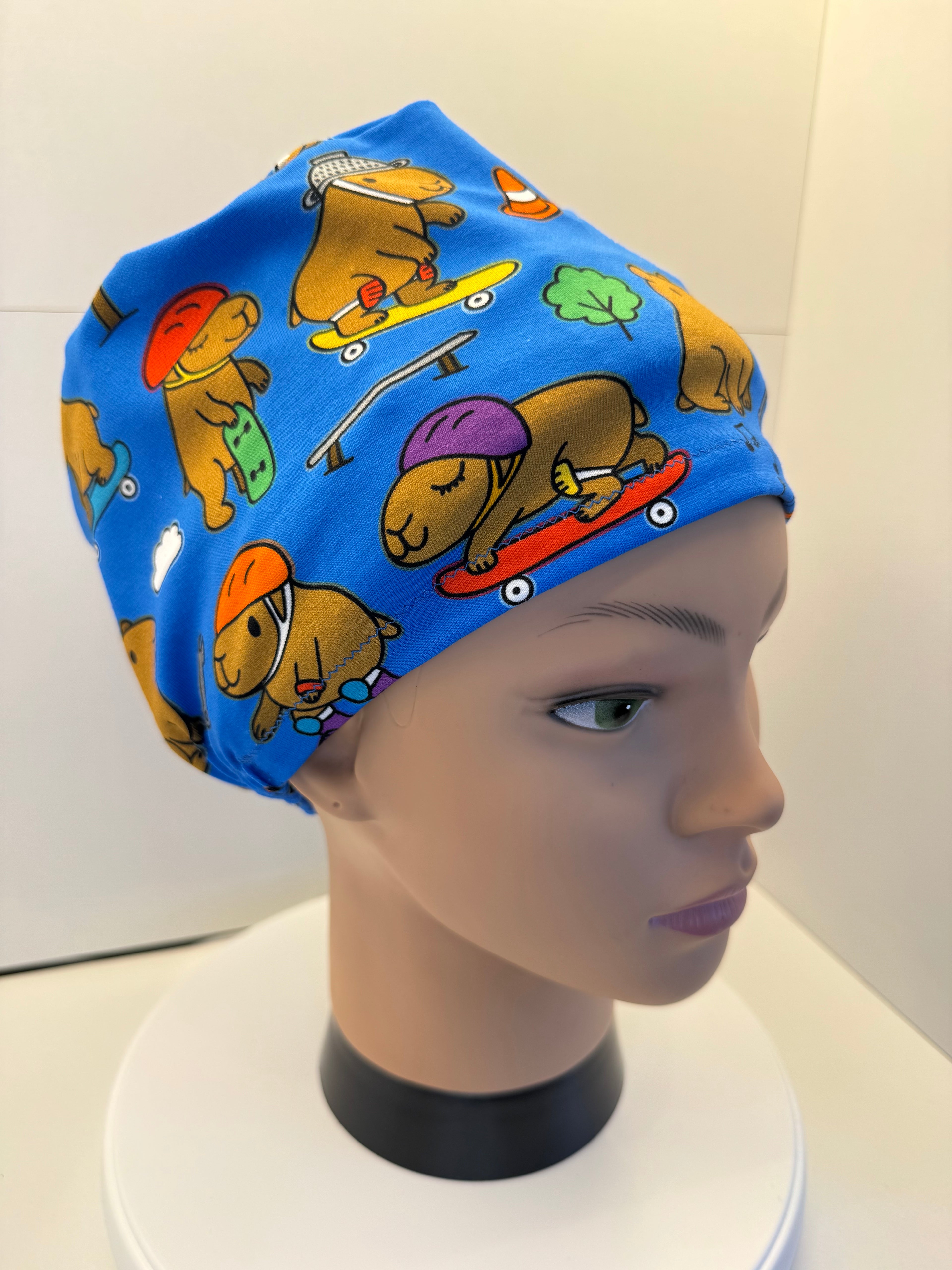 Skatepark Capybara Blue Premium Cotton Jersey super soft theatre scrub hat/cap