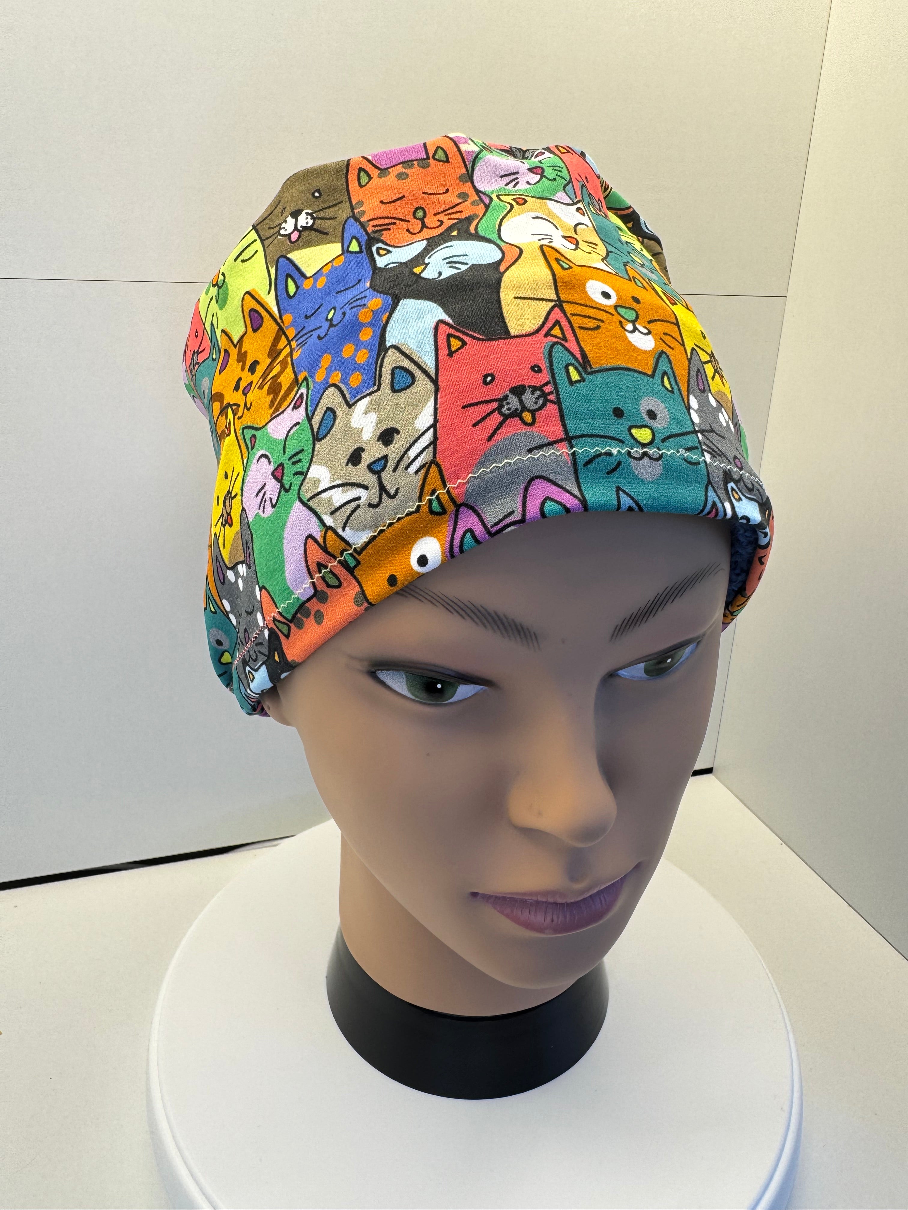 Smiling Cats Premium Jersey Fabric Theatre Hat/Scrub Cap