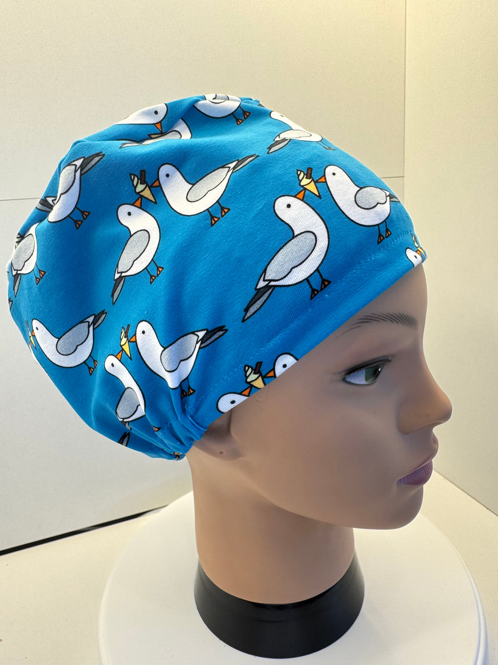 Blue Seagulls Premium Cotton Jersey Super Soft Surgical/Theatre Scrub Hat/Cap. UK Handmade