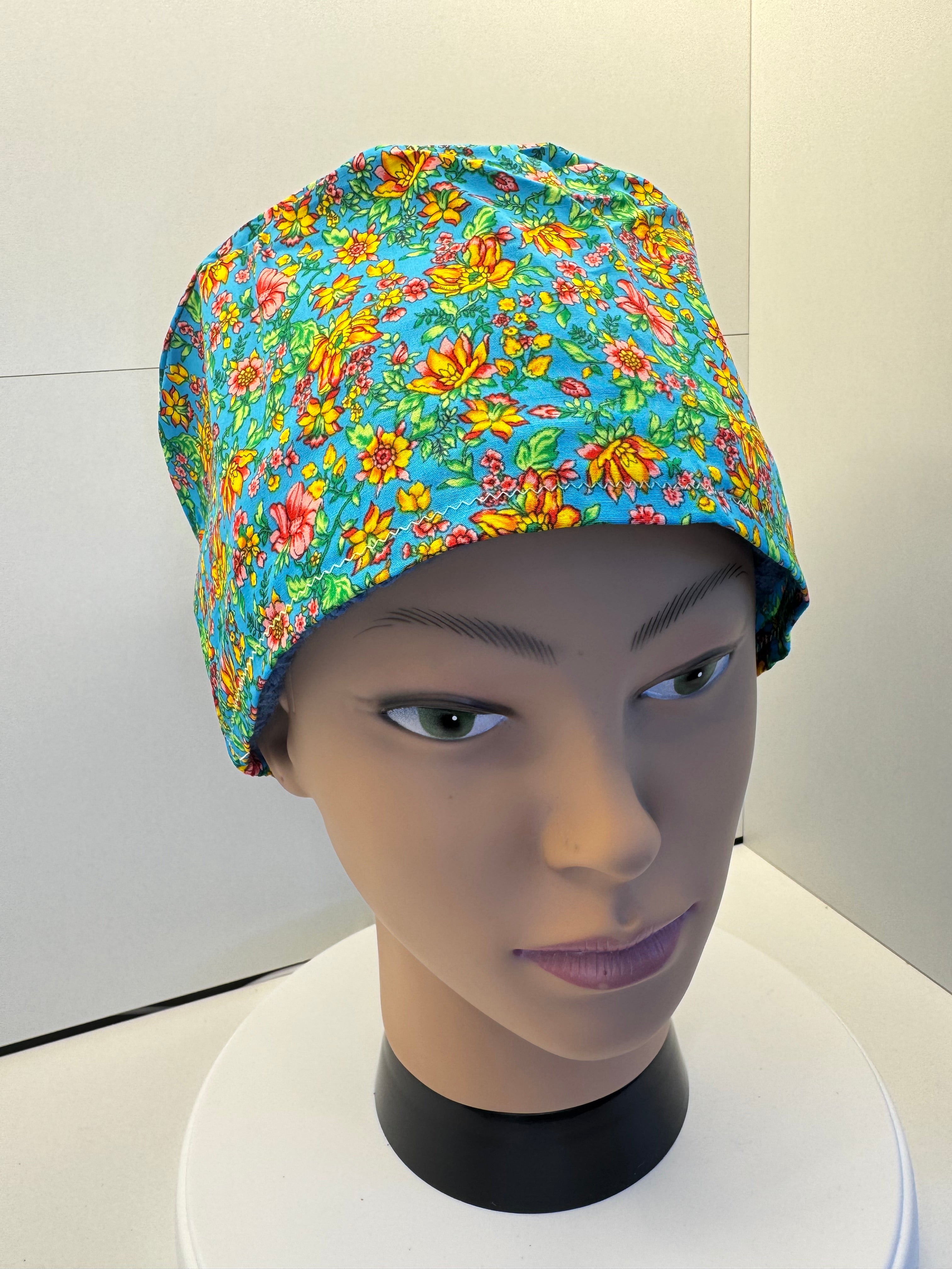 Vibrant Summer Skies Theatre Scrub Hat/Cap - 100% cotton, Optional Satin lining