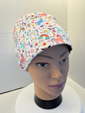 Unicorns and Rainbows 100% Cotton Theatre Hat/Scrub Cap Optional Satin Lining