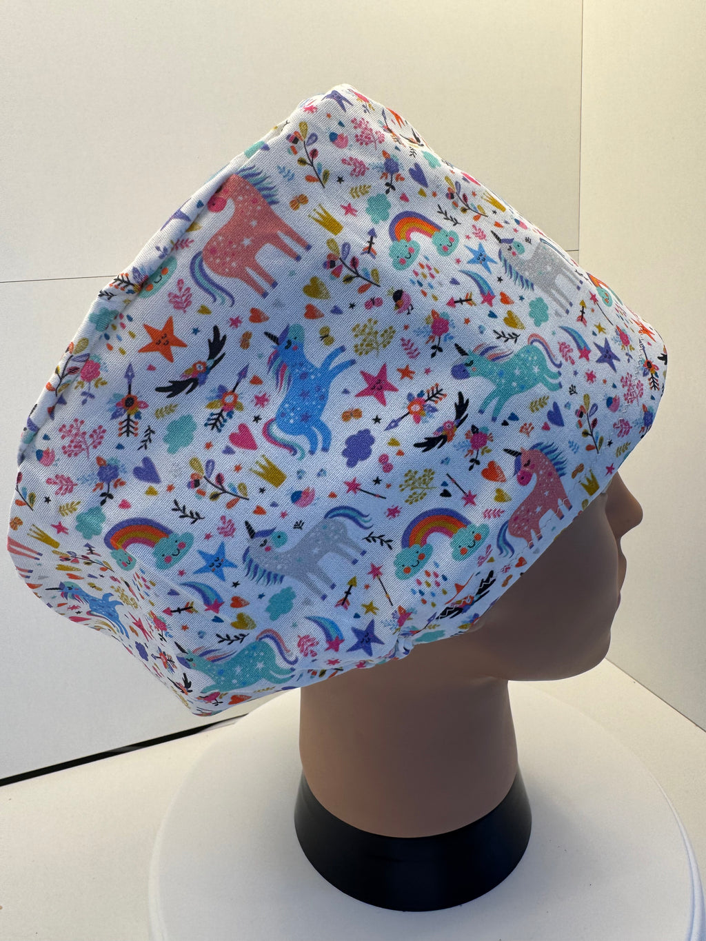 Unicorns and Rainbows 100% Cotton Theatre Hat/Scrub Cap Optional Satin Lining