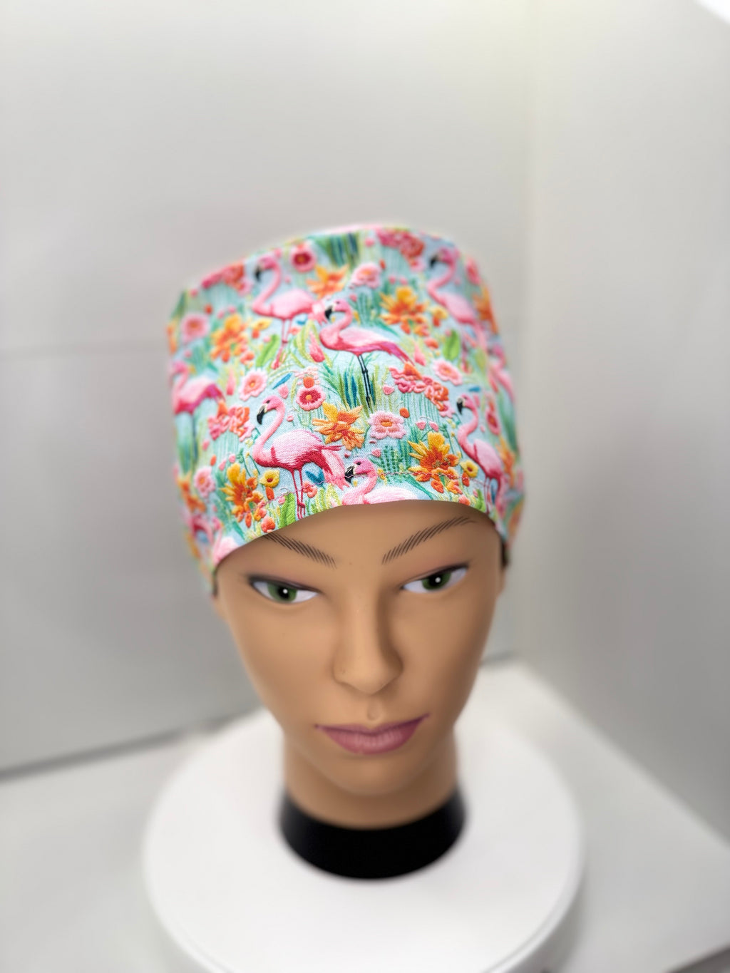 Tropical Flamingos 100% Cotton Theatre Hat/Scrub Cap