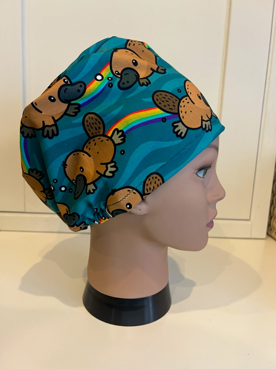 Rainbow Playtpus Premium Cotton Jersey super soft theatre scrub hat/cap
