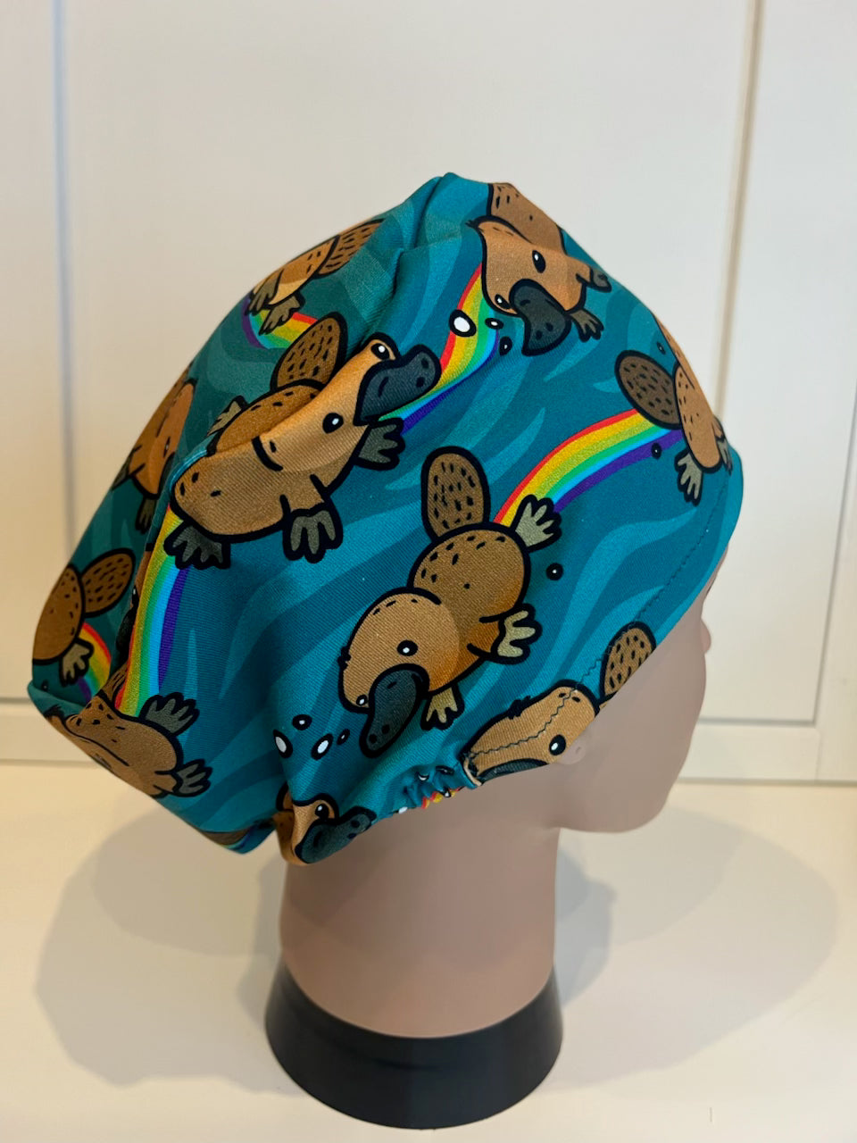 Rainbow Playtpus Premium Cotton Jersey super soft theatre scrub hat/cap