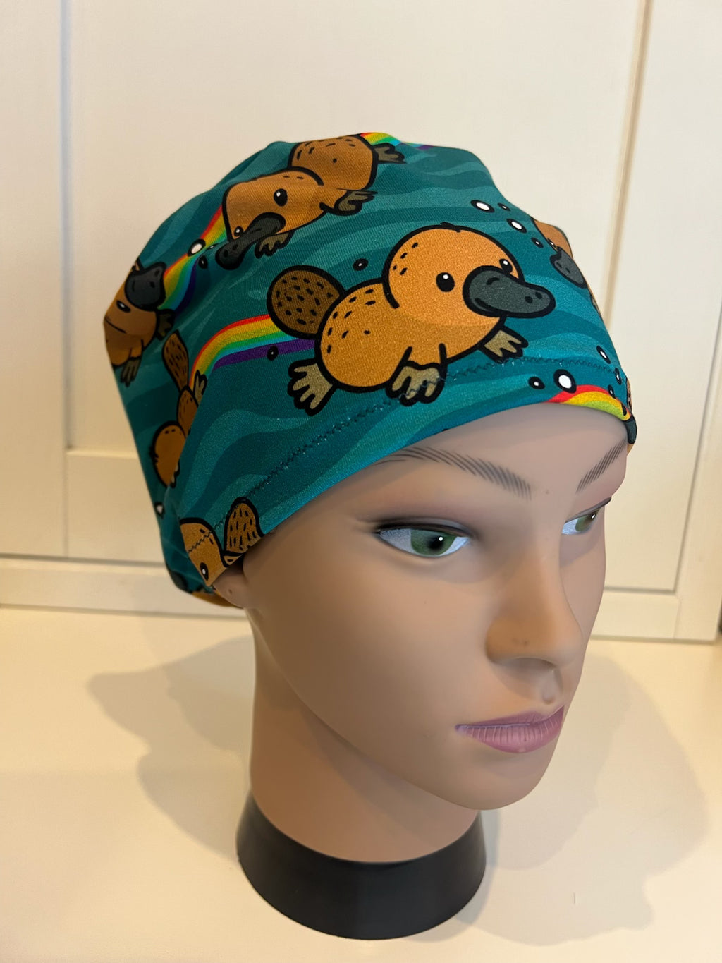 Rainbow Playtpus Premium Cotton Jersey super soft theatre scrub hat/cap