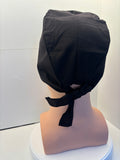Plain Black Tie Back Theatre Hat/Scrub Cap