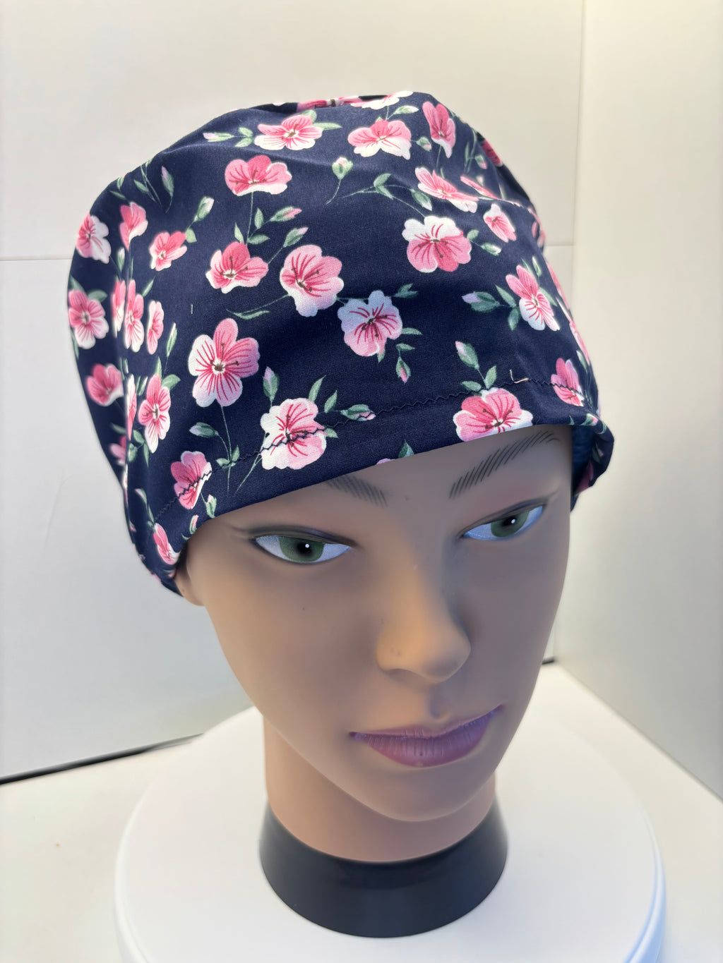 Pink Blossom Floral 100% Cotton Theatre Hat/Scrub Cap