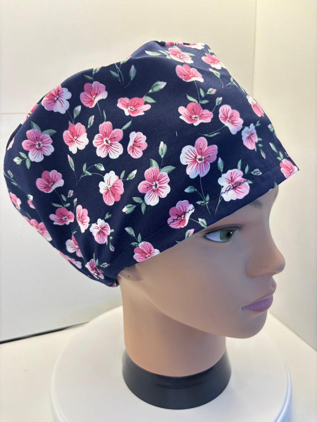 Pink Blossom Floral 100% Cotton Theatre Hat/Scrub Cap