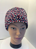 Navy Daisies 100% Cotton Theatre Hat/Scrub Cap Optional Satin Lining