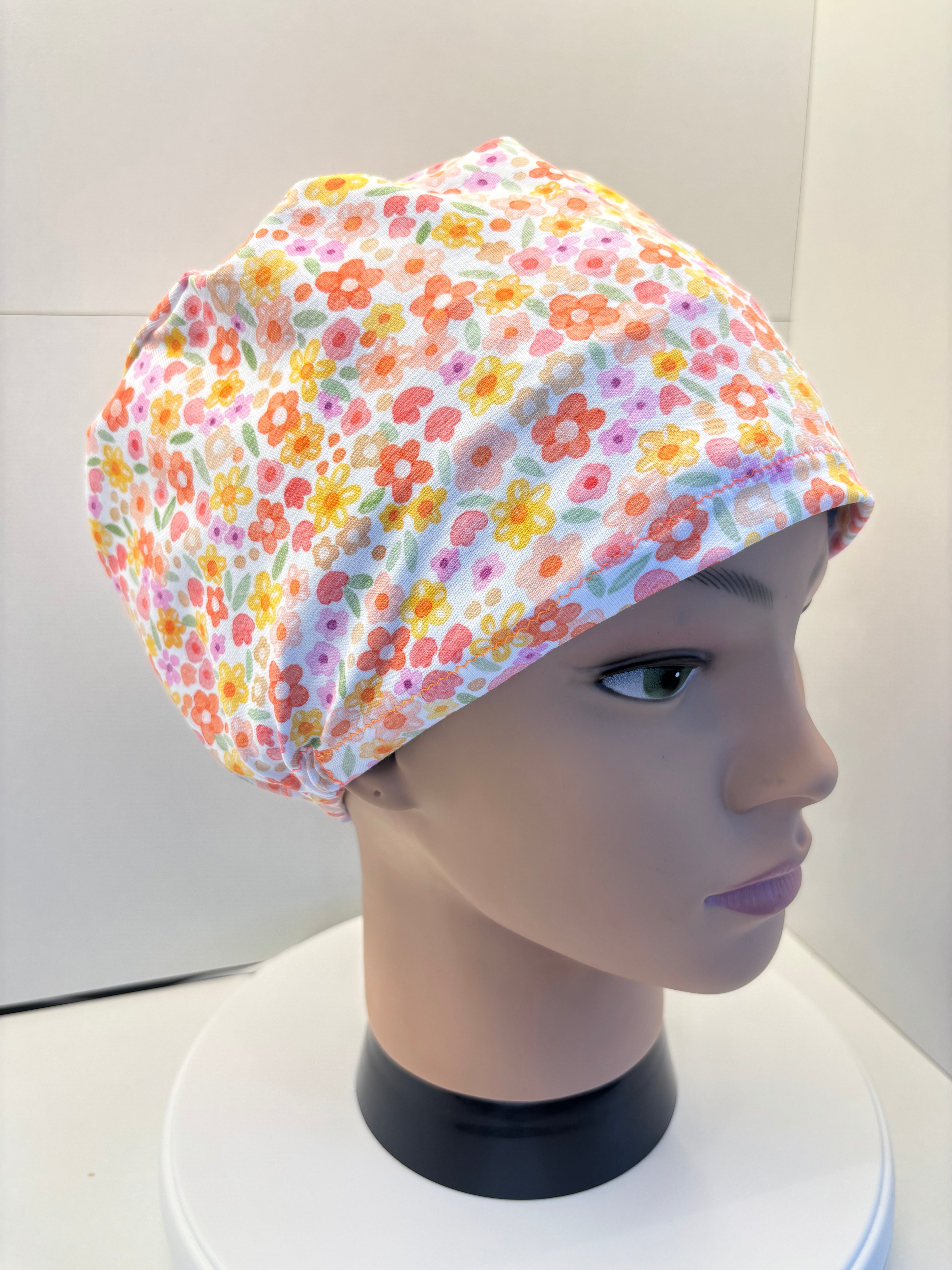 Spring Blooms Premium Jersey super soft and smooth cotton theatre scrub hat/cap