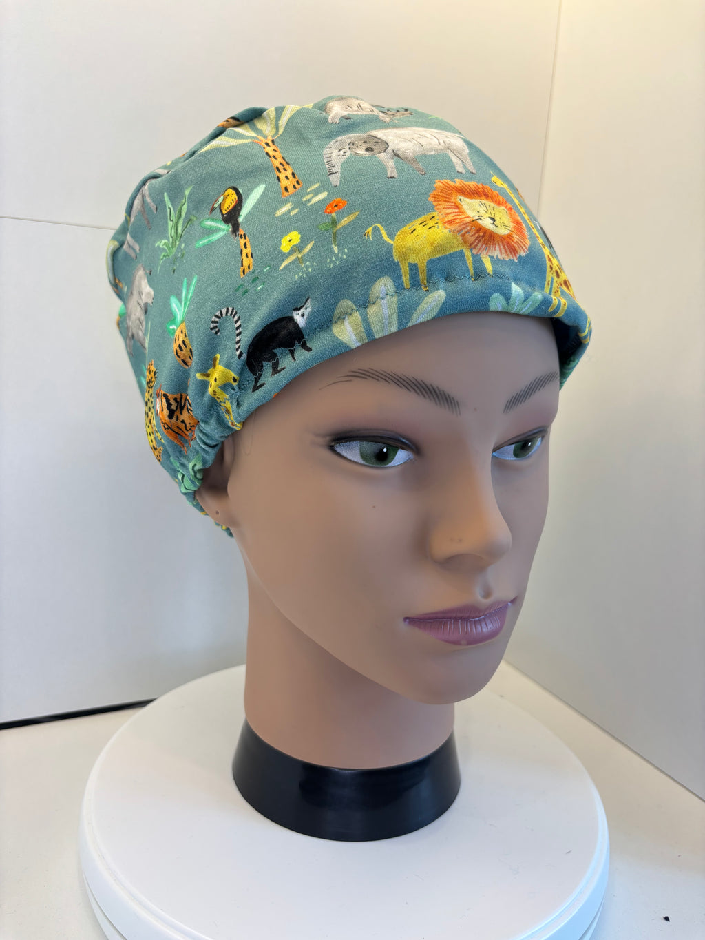 Jungle Safari 100% Cotton Theatre Hat/Scrub Cap Optional Satin Lining