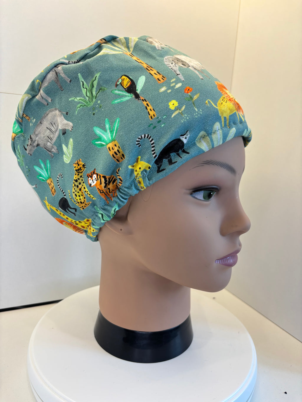 Jungle Safari 100% Cotton Theatre Hat/Scrub Cap Optional Satin Lining
