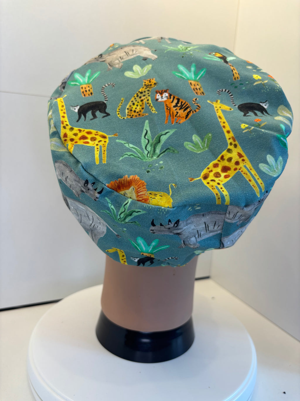 Jungle Safari 100% Cotton Theatre Hat/Scrub Cap Optional Satin Lining