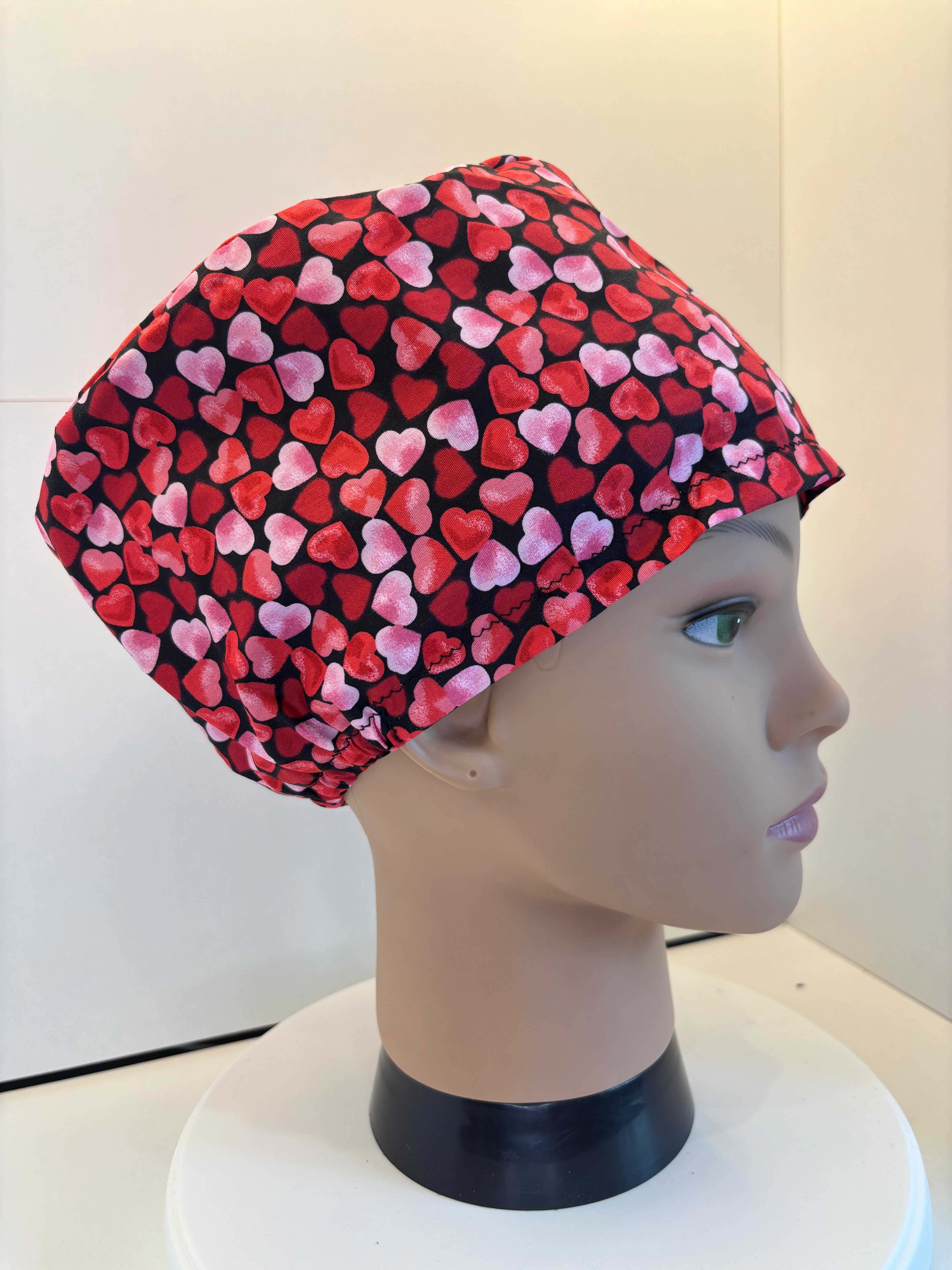 Red and Pink Love Hearts100% Cotton Theatre Hat/Scrub Cap