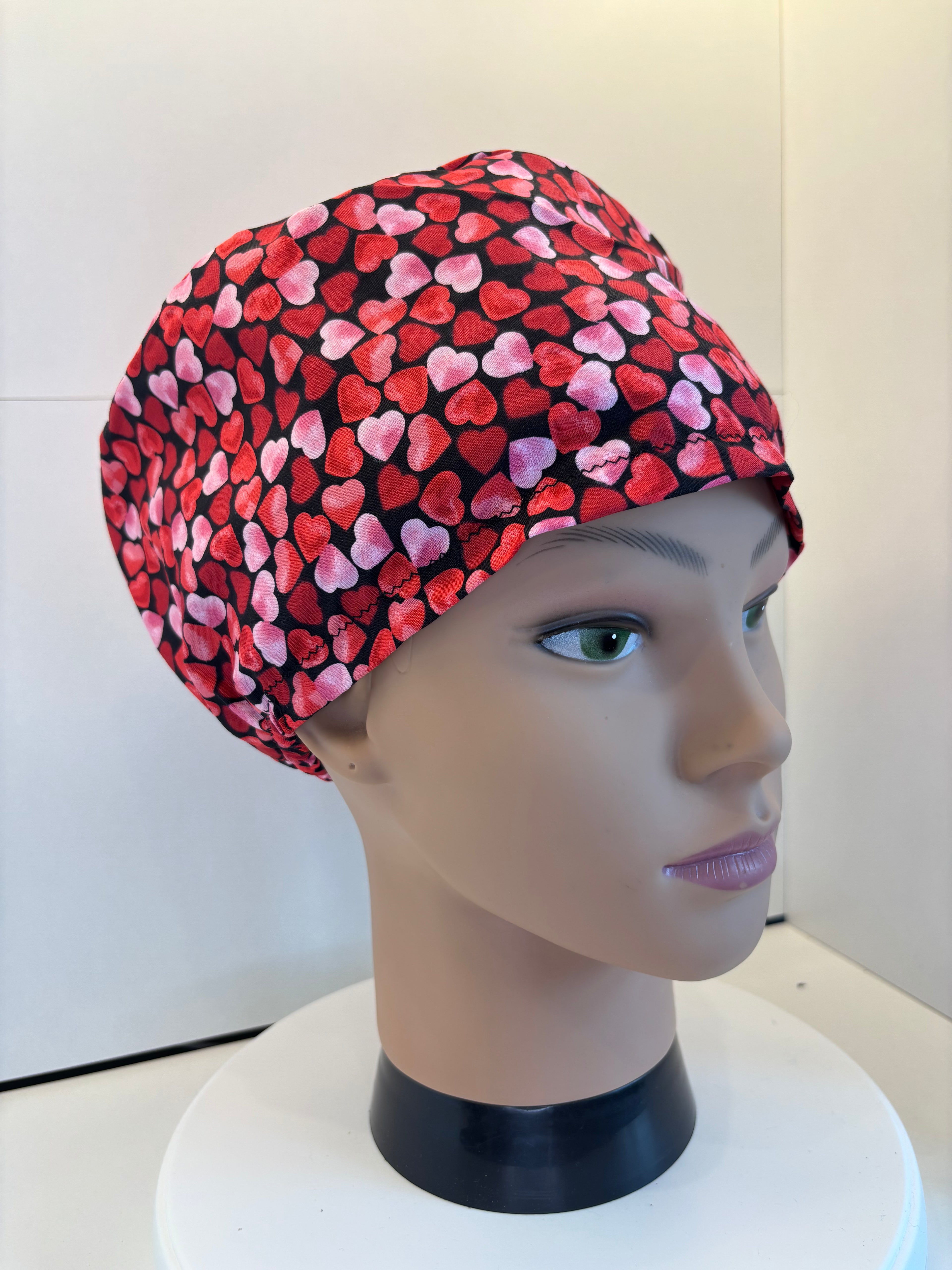 Red and Pink Love Hearts100% Cotton Theatre Hat/Scrub Cap