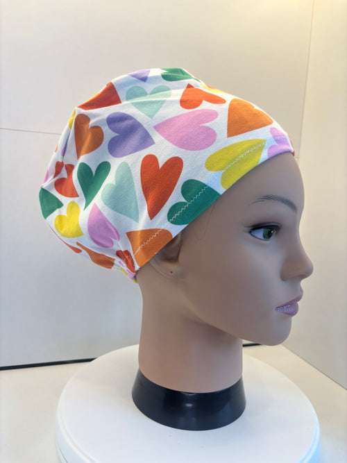 Big Hearts Premium Cotton Jersey Super Soft Surgical/Theatre Scrub Hat/Cap. UK Handmade