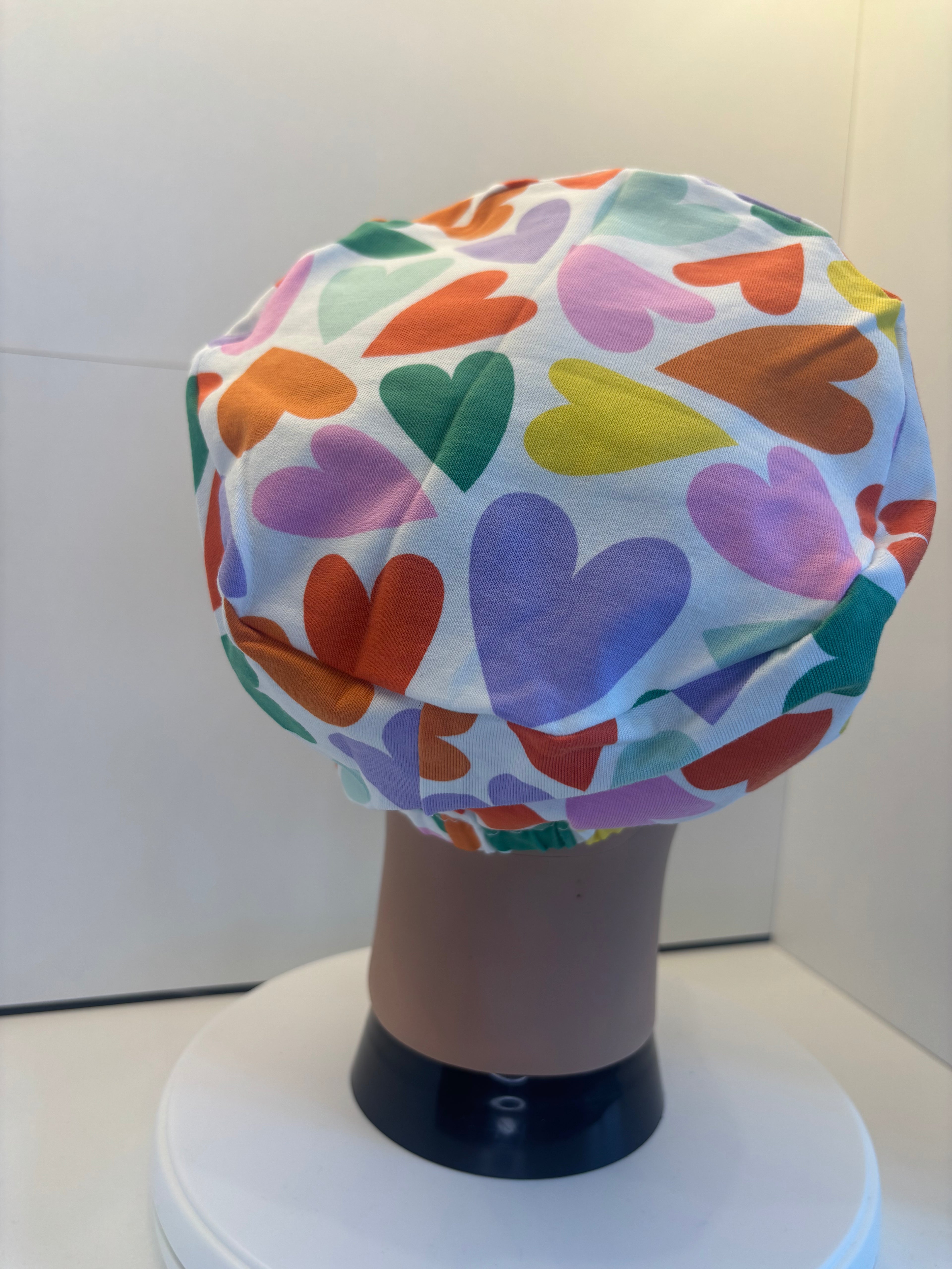 Big Hearts Premium Cotton Jersey Super Soft Surgical/Theatre Scrub Hat/Cap. UK Handmade