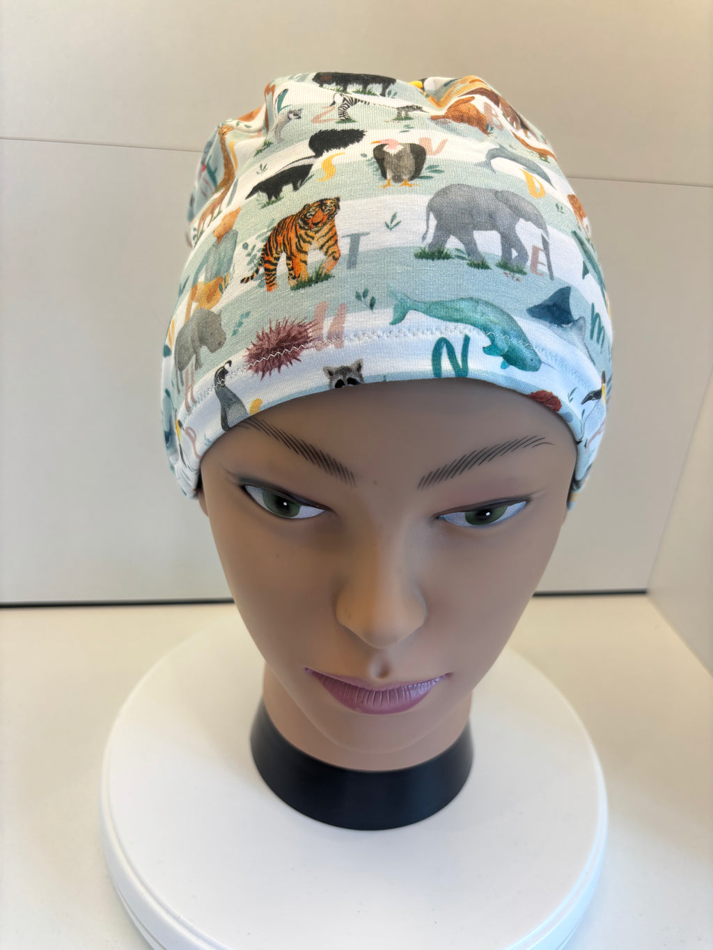 Alphabet Jungle Premium Cotton Jersey Super Soft Surgical/Theatre Scrub Hat/Cap. UK Handmade