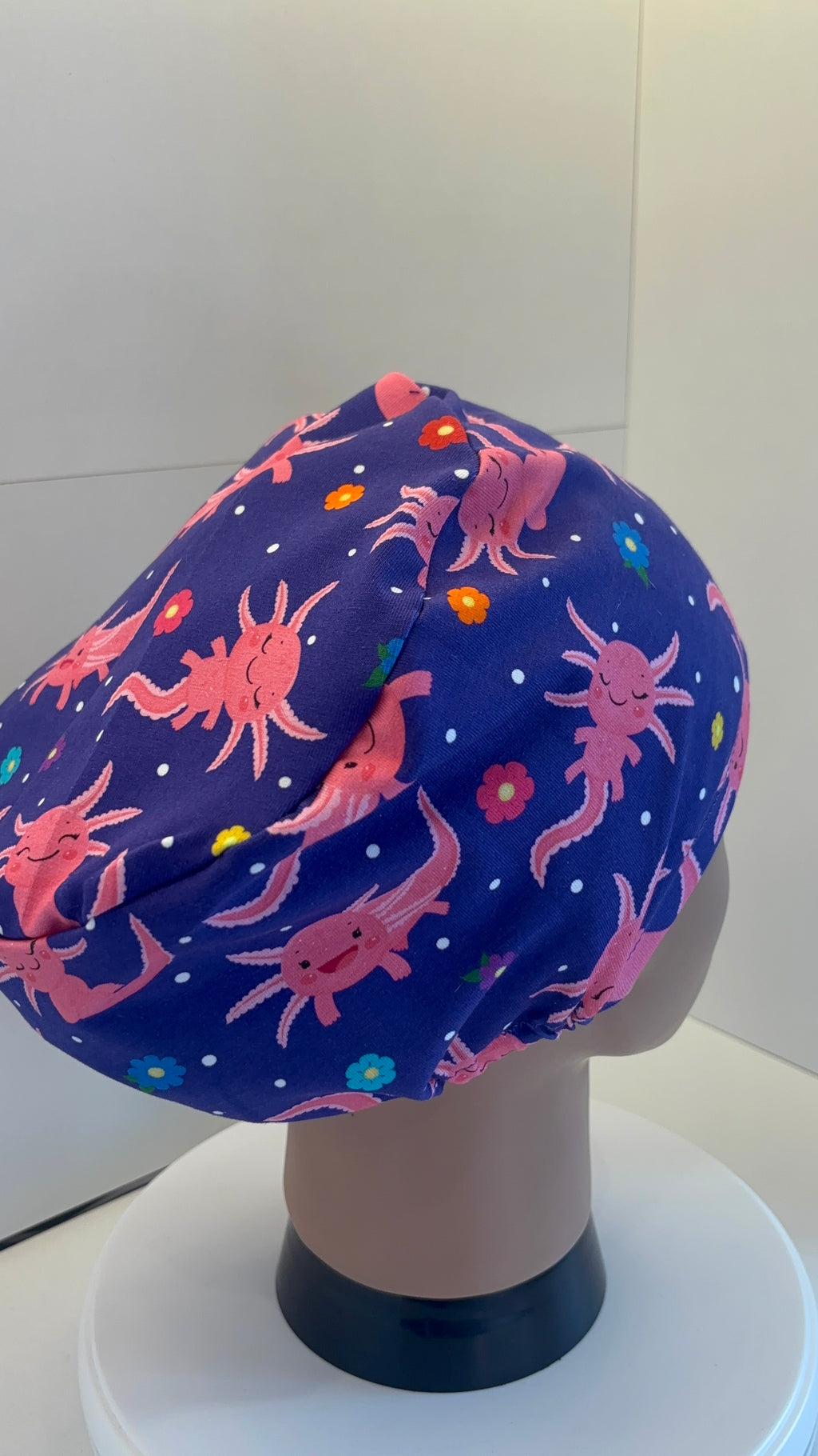 Pink & Purple Axolotls Premium Cotton Jersey super soft theatre scrub hat/cap