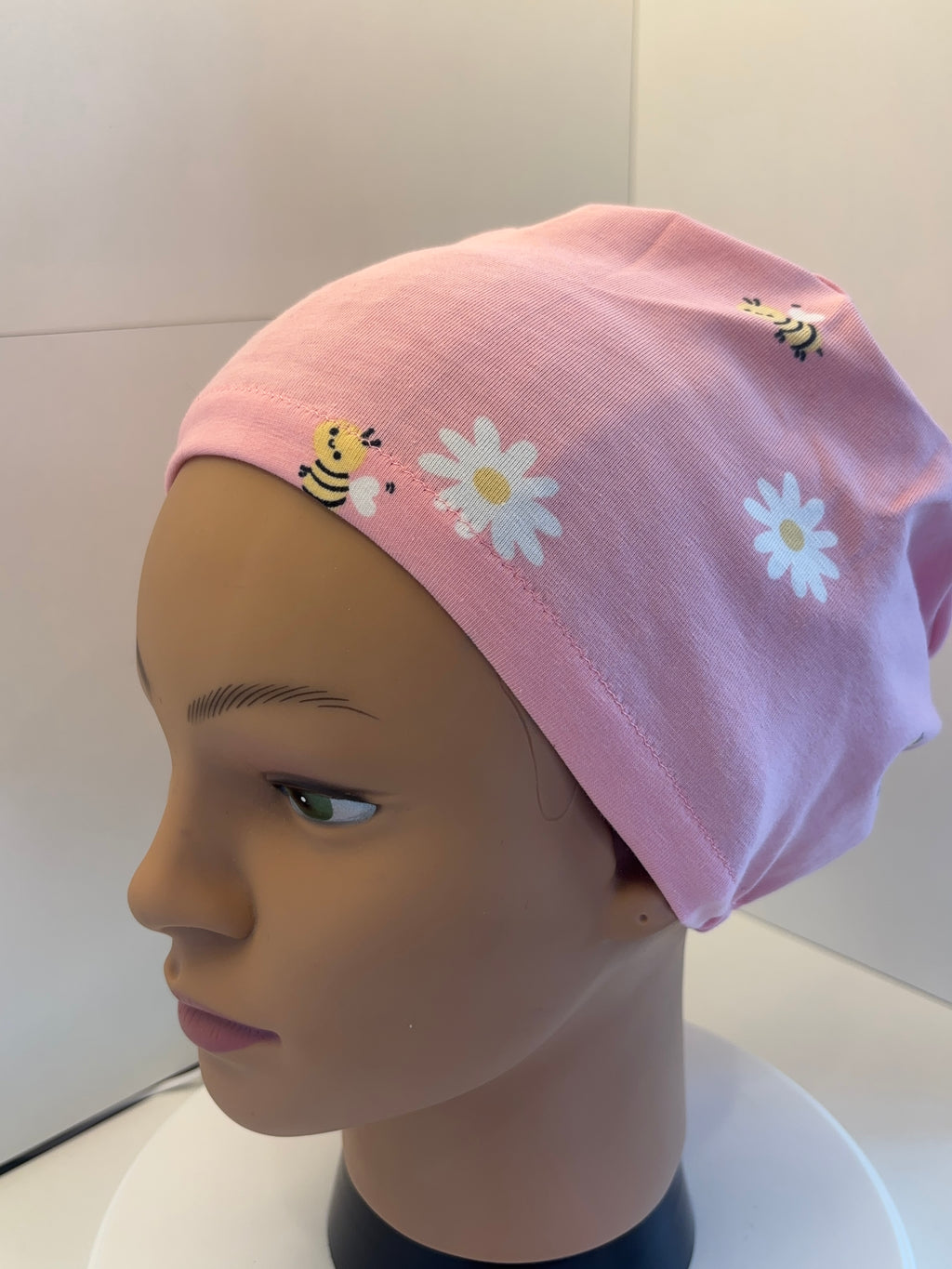 Pink Bees & Daisies Premium Jersey super soft and smooth cotton theatre scrub hat/cap