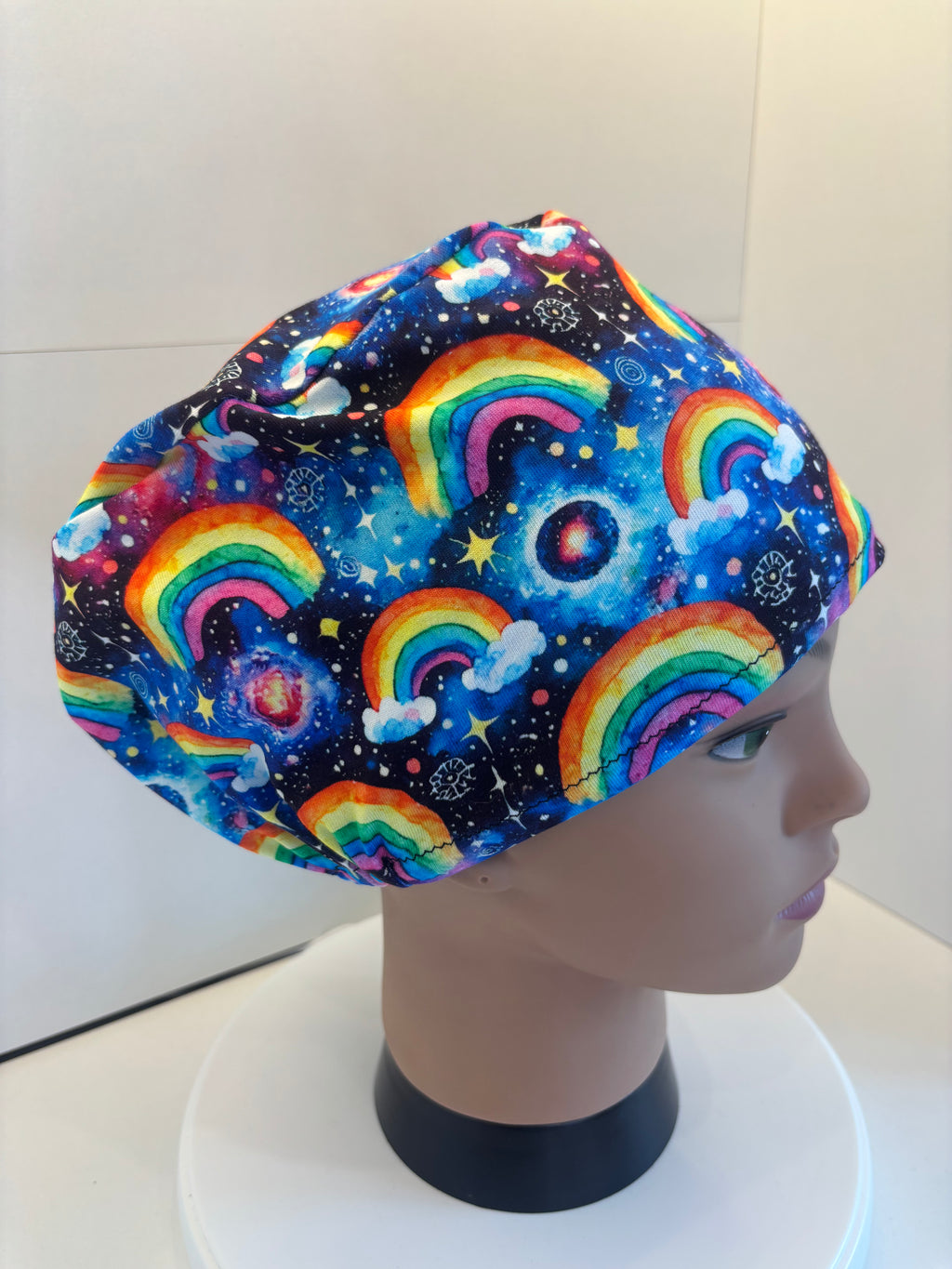 Celestial Rainbows Premium Cotton Jersey super soft theatre scrub hat/cap