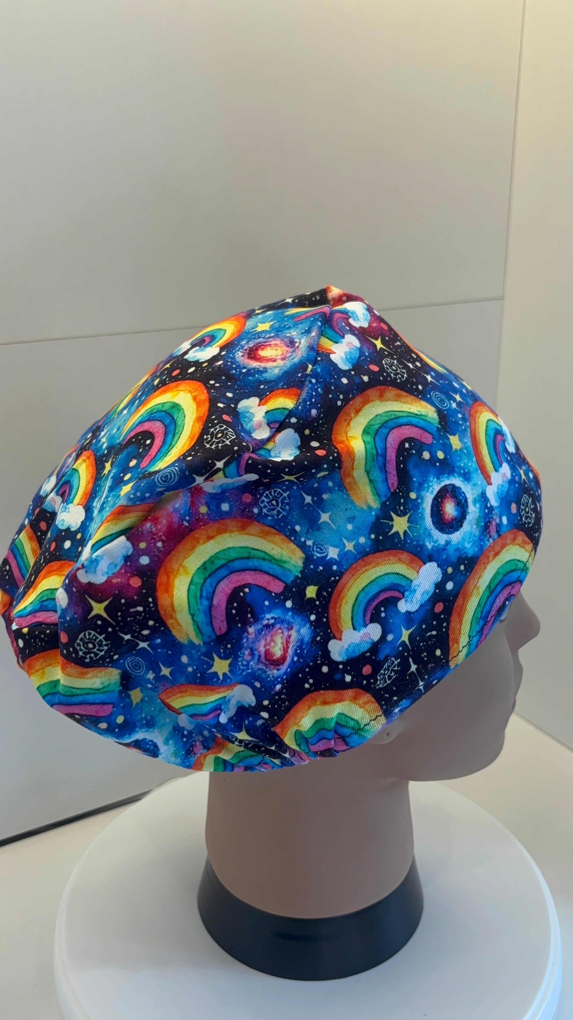 Celestial Rainbows Premium Cotton Jersey super soft theatre scrub hat/cap