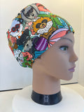 Dogs on Holiday Soft Jersey Fabric theatre scrub cap / hat.  Ethically made.