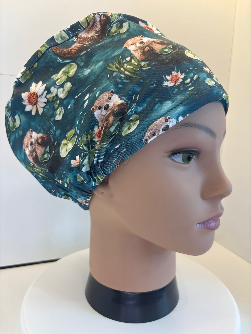 Peaceful Otters Premium Cotton Jersey super soft theatre scrub hat/cap