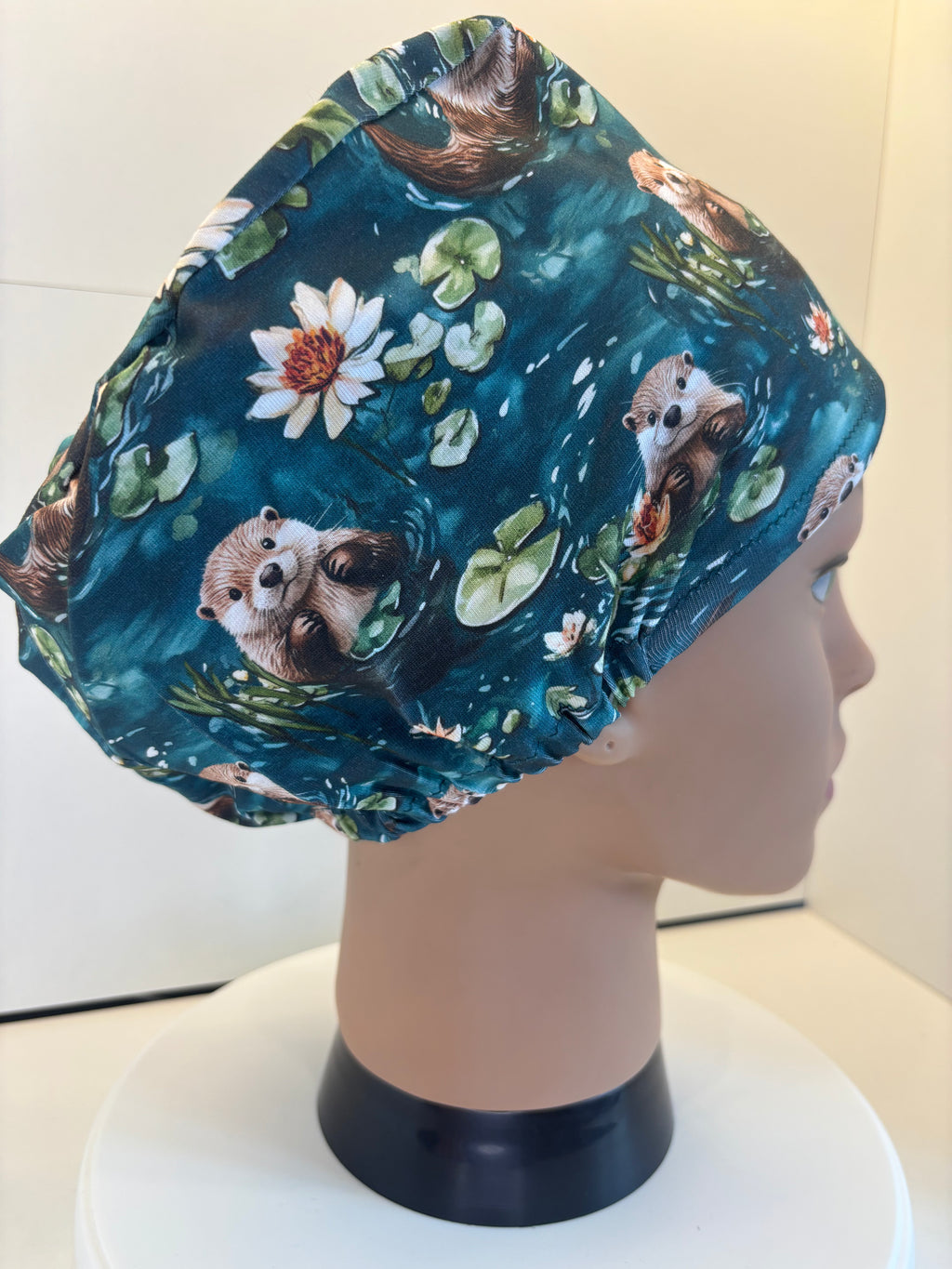 Peaceful Otters Premium Cotton Jersey super soft theatre scrub hat/cap