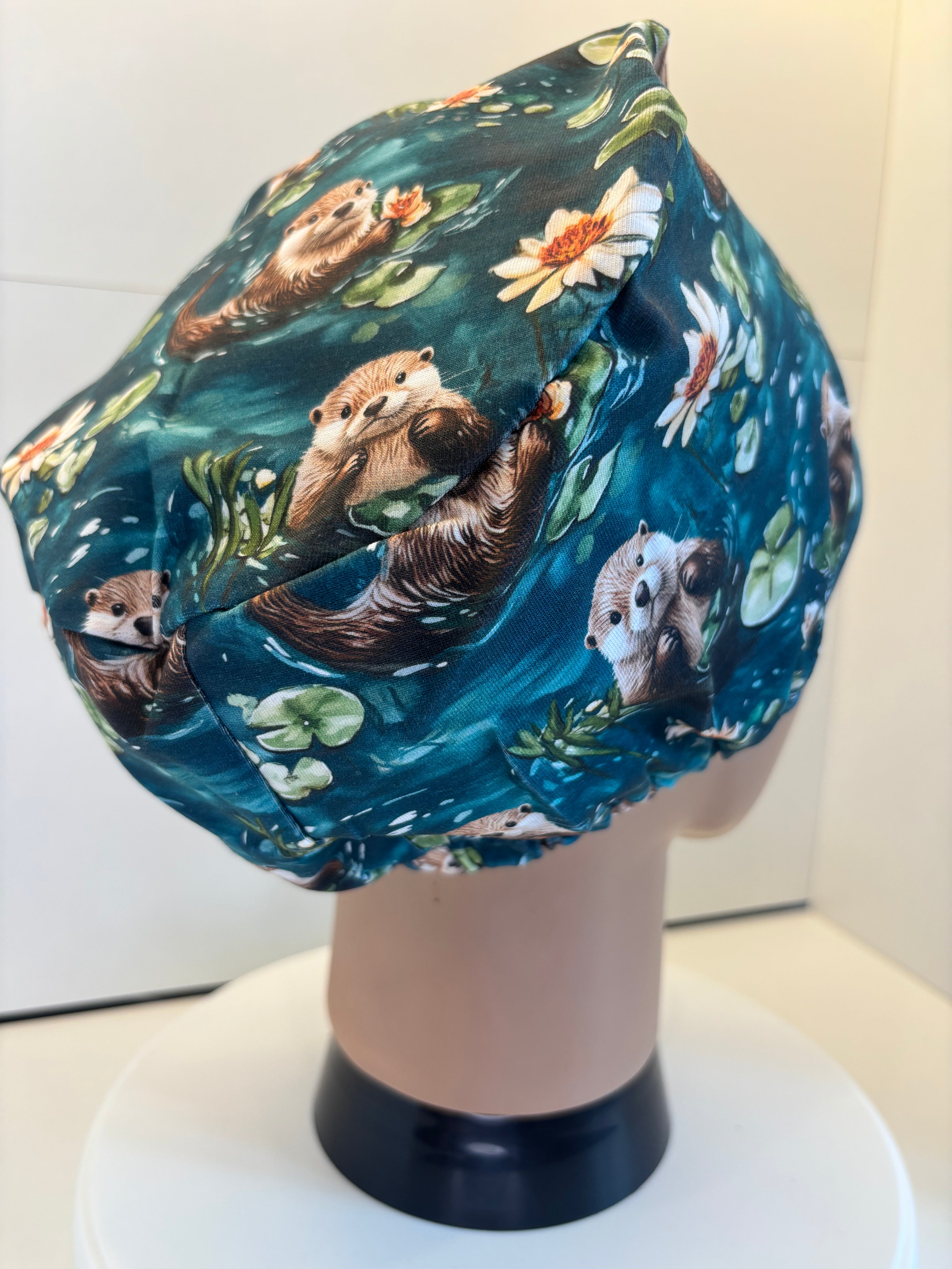 Peaceful Otters Premium Cotton Jersey super soft theatre scrub hat/cap
