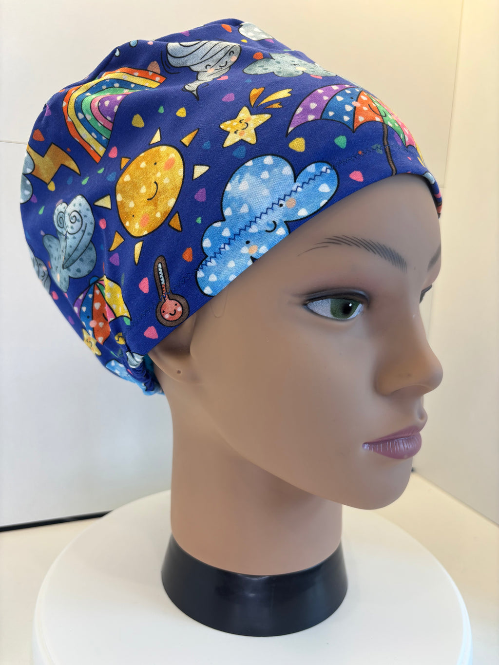 Royal Blue British Weather Soft Jersey Fabric Handmade Scrub Cap/Theatre Hat. UK Made