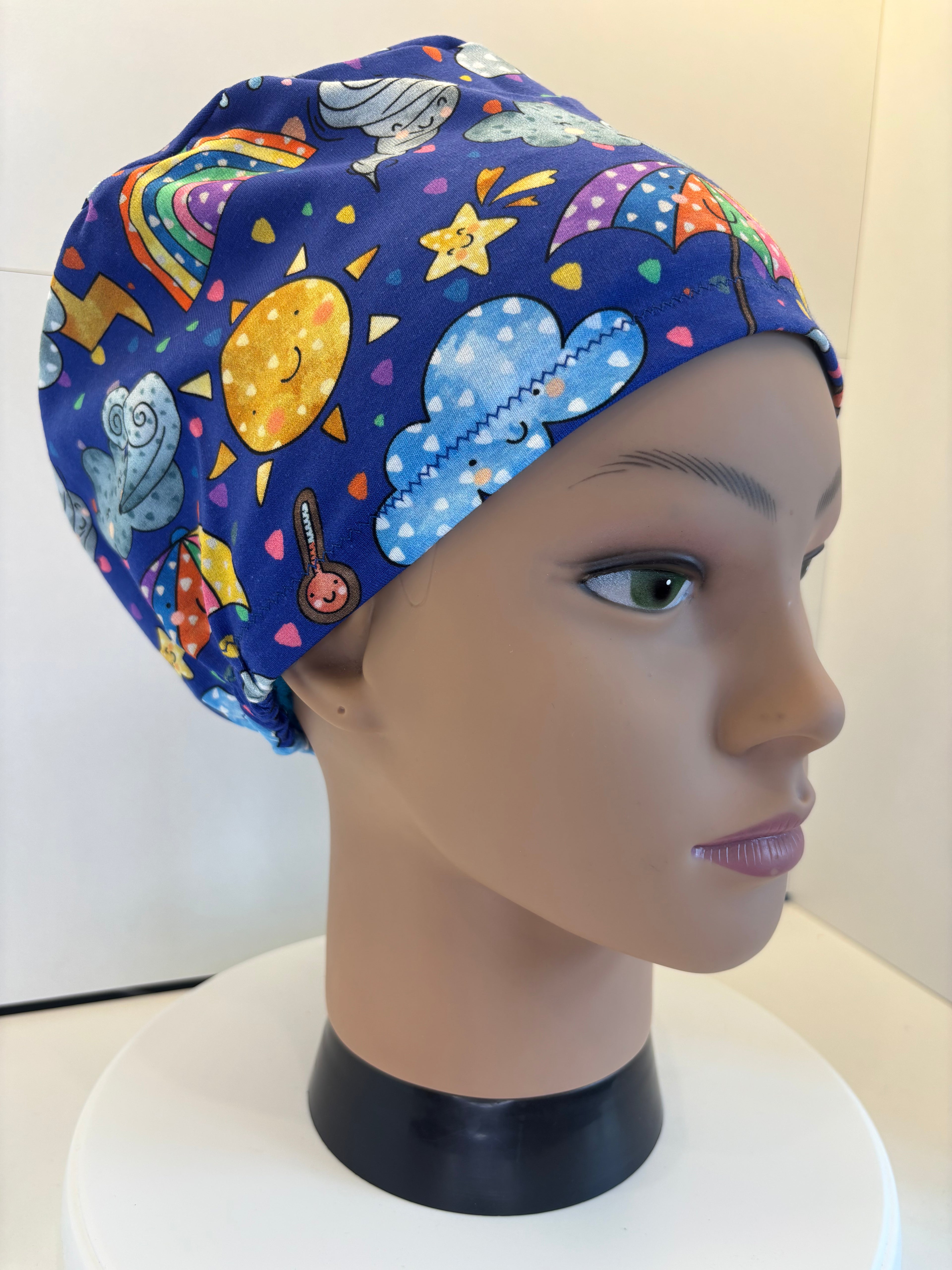 Royal Blue British Weather Soft Jersey Fabric Handmade Scrub Cap/Theatre Hat. UK Made