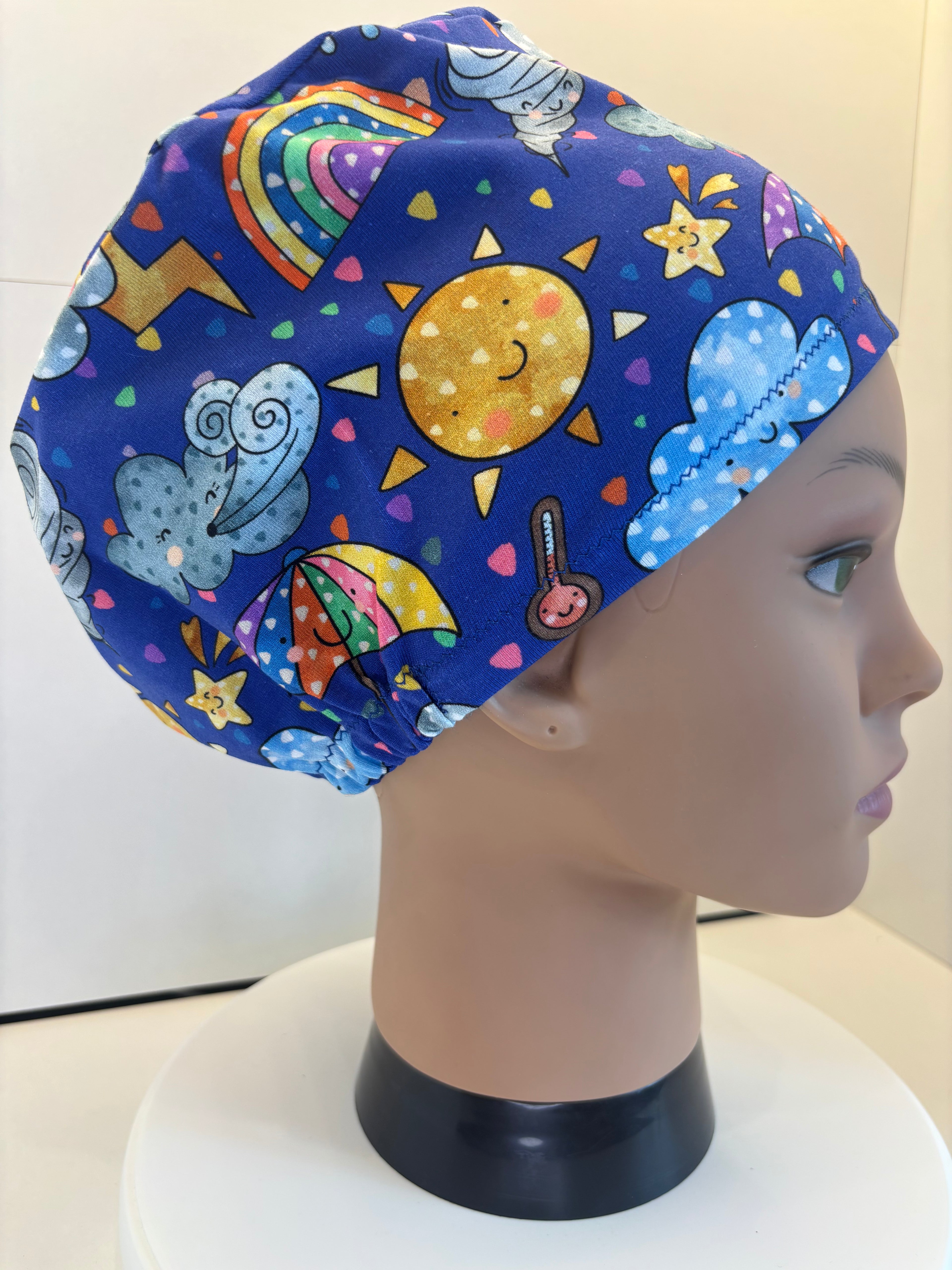 Royal Blue British Weather Soft Jersey Fabric Handmade Scrub Cap/Theatre Hat. UK Made