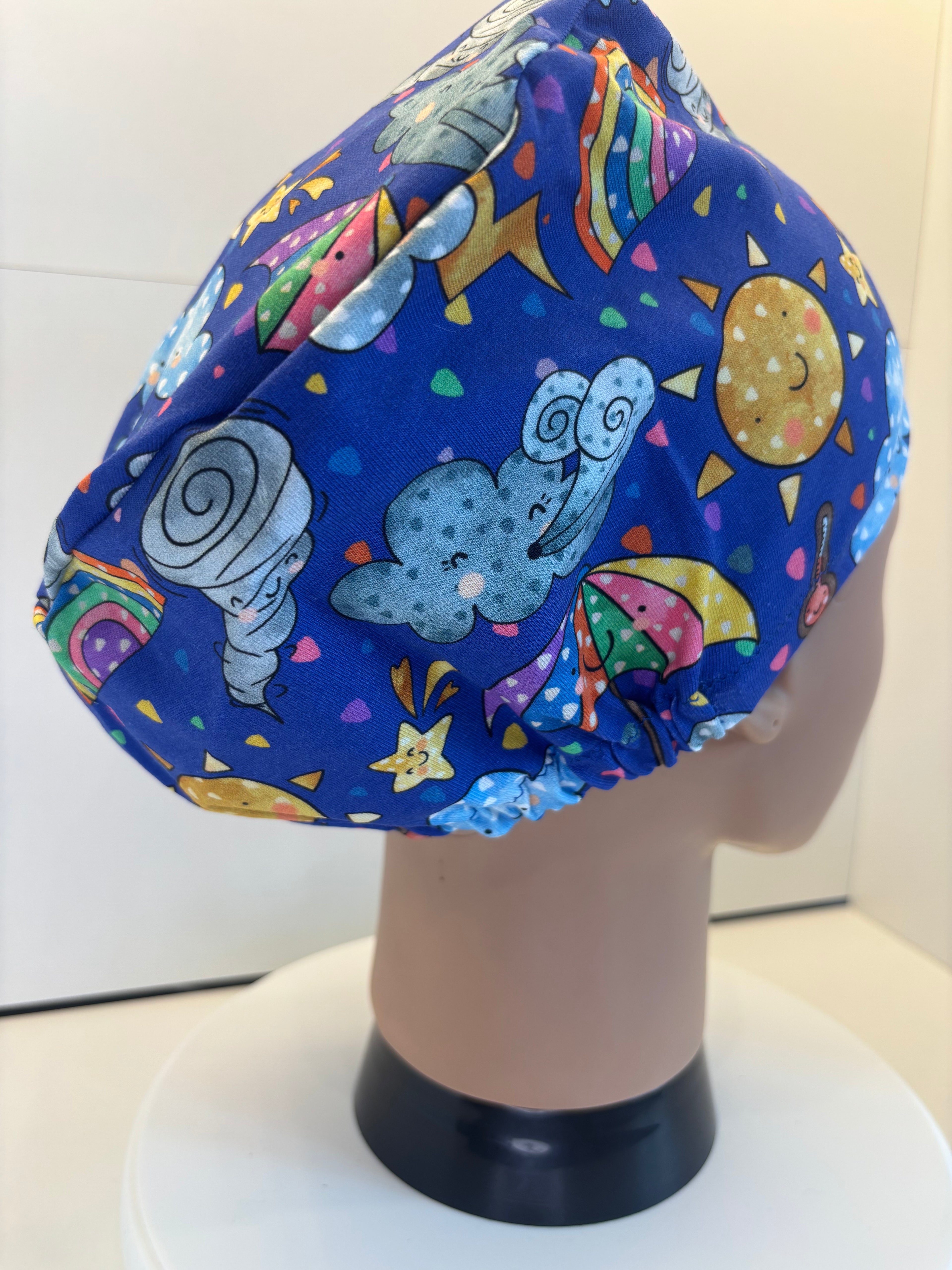 Royal Blue British Weather Soft Jersey Fabric Handmade Scrub Cap/Theatre Hat. UK Made