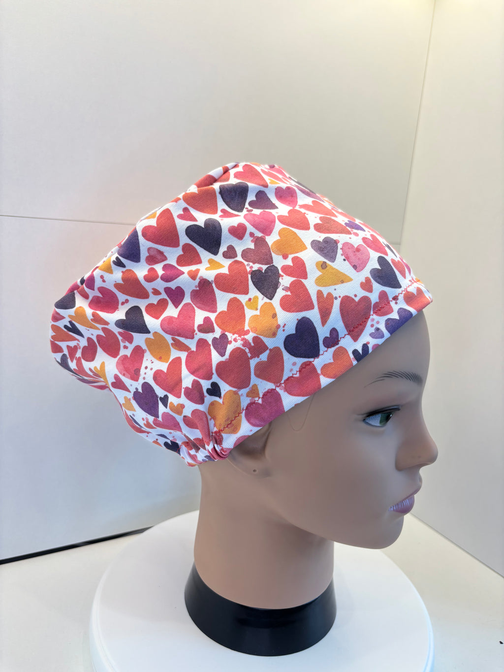 Warm Hearts Premium Cotton Jersey super soft theatre scrub hat/cap. Love/ Valentine's Day