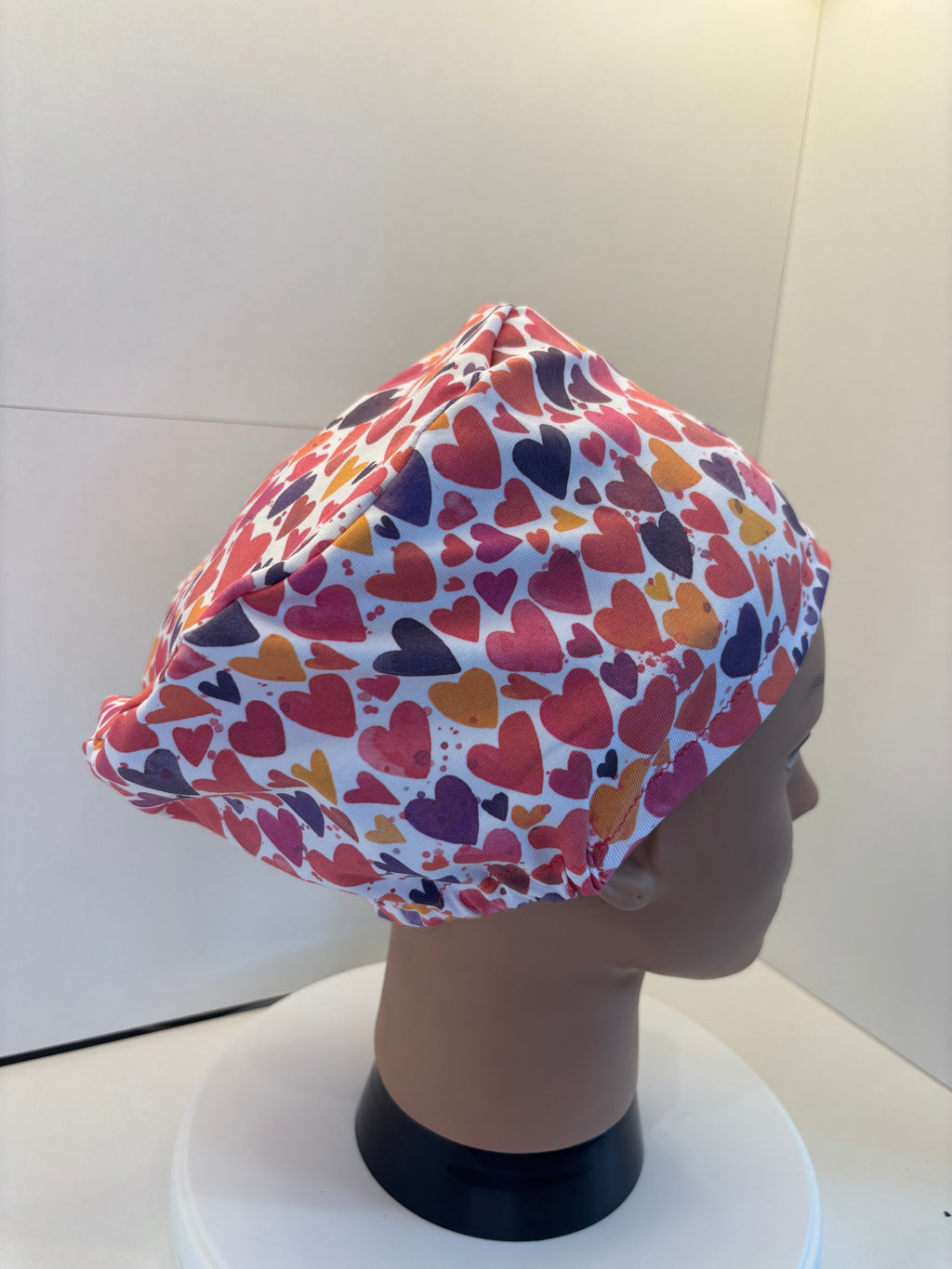 Warm Hearts Premium Cotton Jersey super soft theatre scrub hat/cap. Love/ Valentine's Day