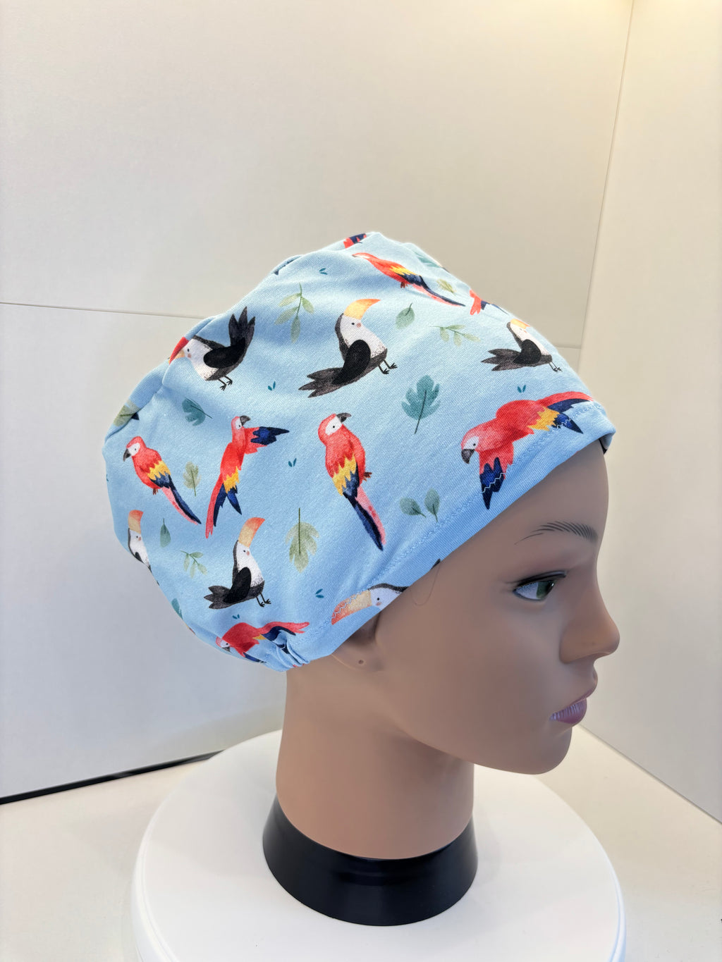 Macaws & Toucans PREMIUM JERSEY super soft and smooth cotton theatre scrub hat/cap.