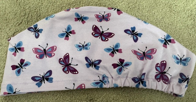 Multi-butterflies Soft Jersey Fabric theatre scrub cap / hat.  Ethically made. Standard and Large size