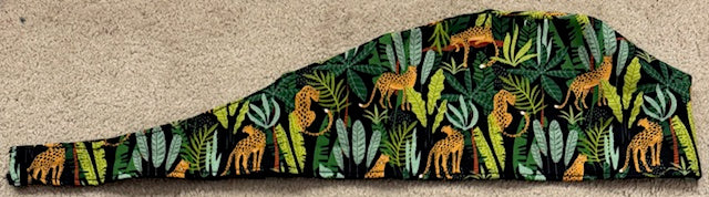 Jaguar Jungle Cotton Fabric tie-back theatre scrub cap / hat.  Ethically made