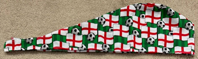 England Football Cotton Fabric tie-back theatre scrub cap / hat.  Ethically made
