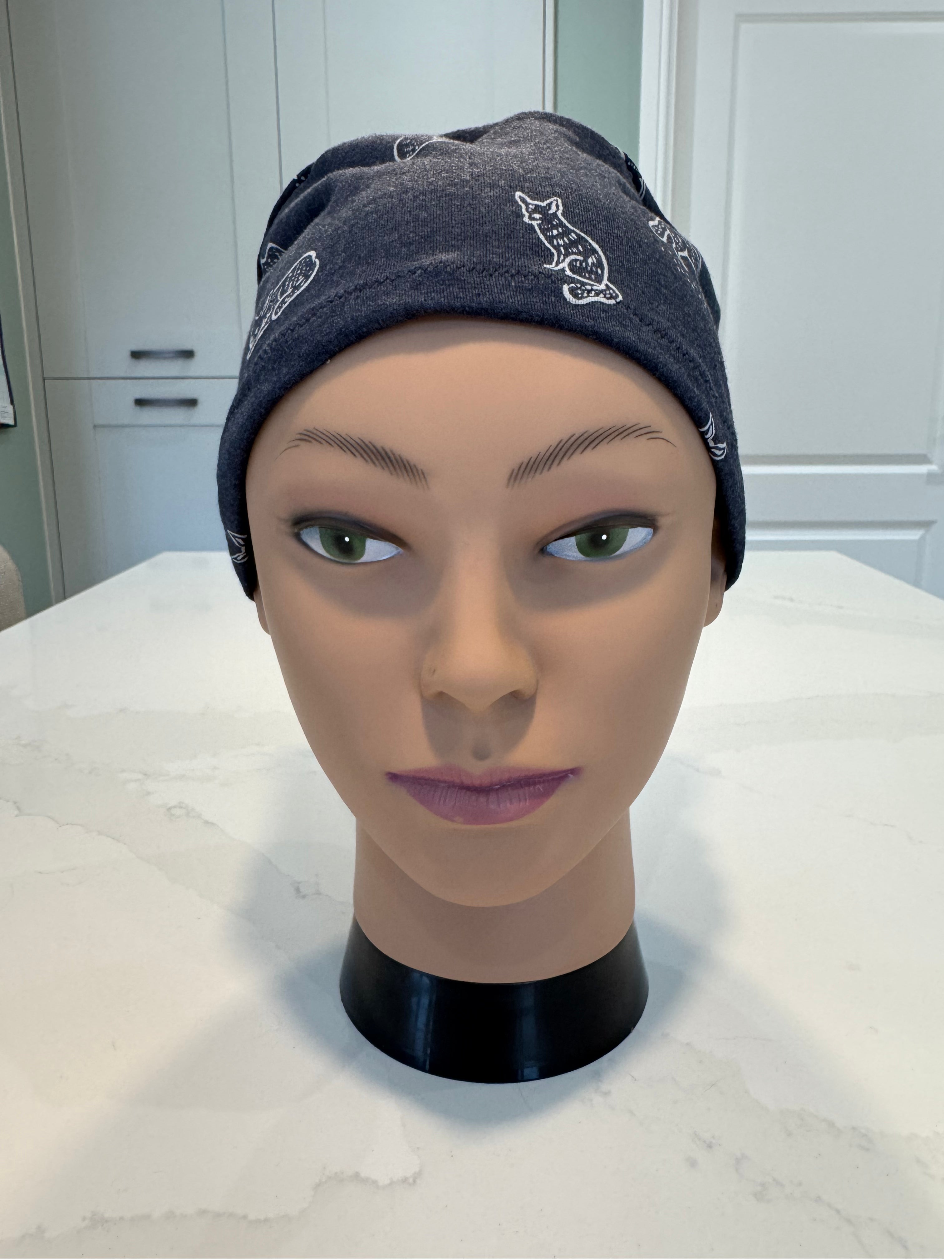 Navy Foxes Super Soft Jersey Fabric theatre scrub cap / hat.  Ethically made. Standard and Large size