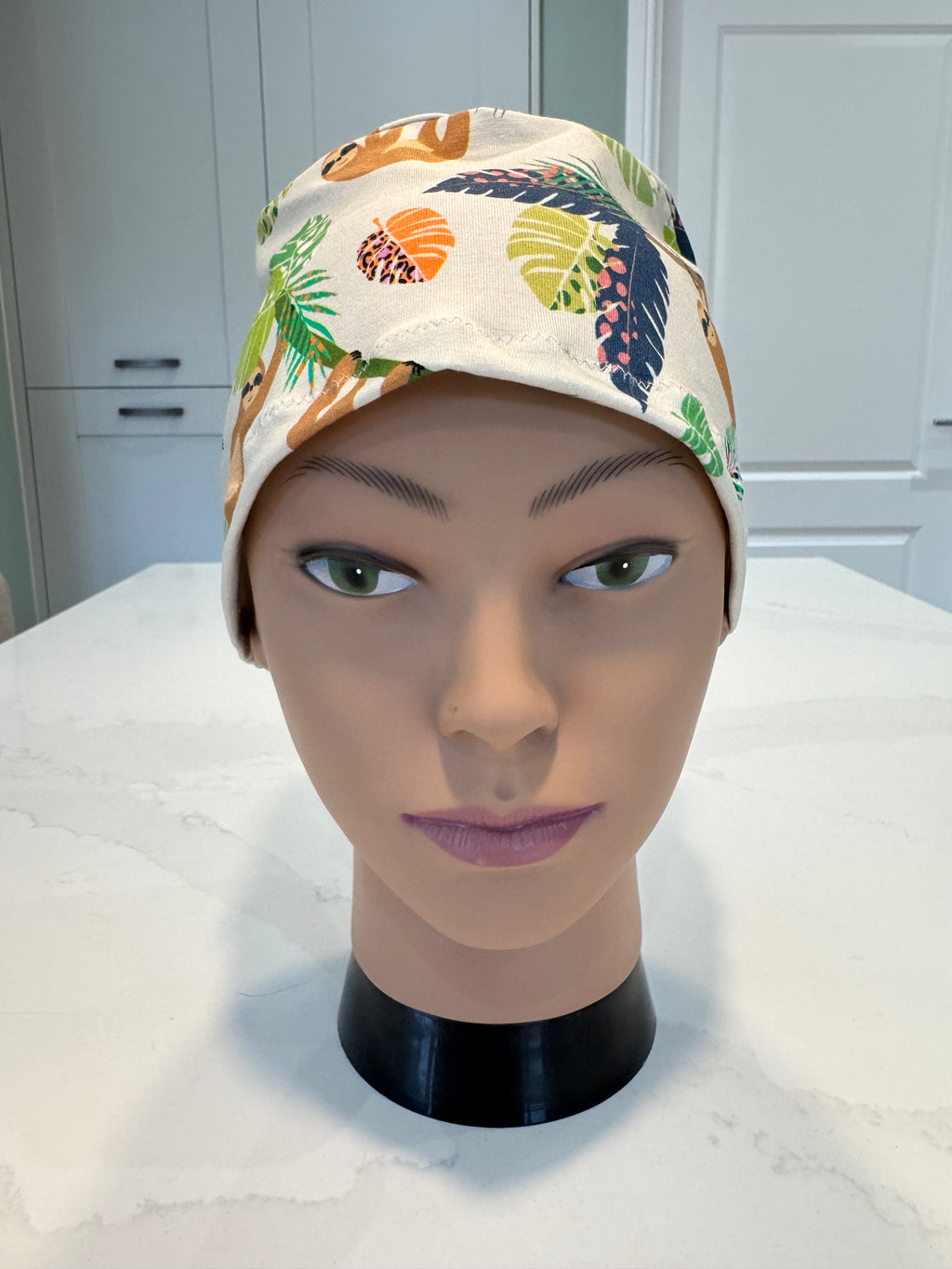 Sloths in Trees Soft Jersey Fabric theatre scrub cap / hat.  Ethically made. Standard and Large size