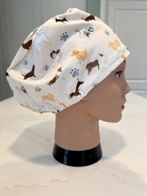 Pups and Pawprints Premium Cotton Jersey super soft theatre scrub hat/cap - Dogs, Pets