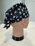 Spiders Cotton Fabric tie-back theatre scrub cap / hat.  Ethically made.