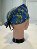 Golden Giraffes 100% Cotton Tie-Back Surgical/Theatre Scrub Hat/Cap. UK Handmade