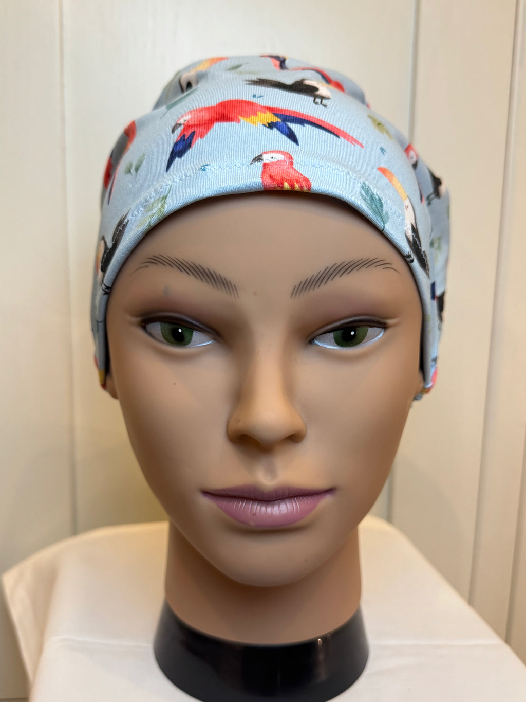 Macaws & Toucans PREMIUM JERSEY super soft and smooth cotton theatre scrub hat/cap.